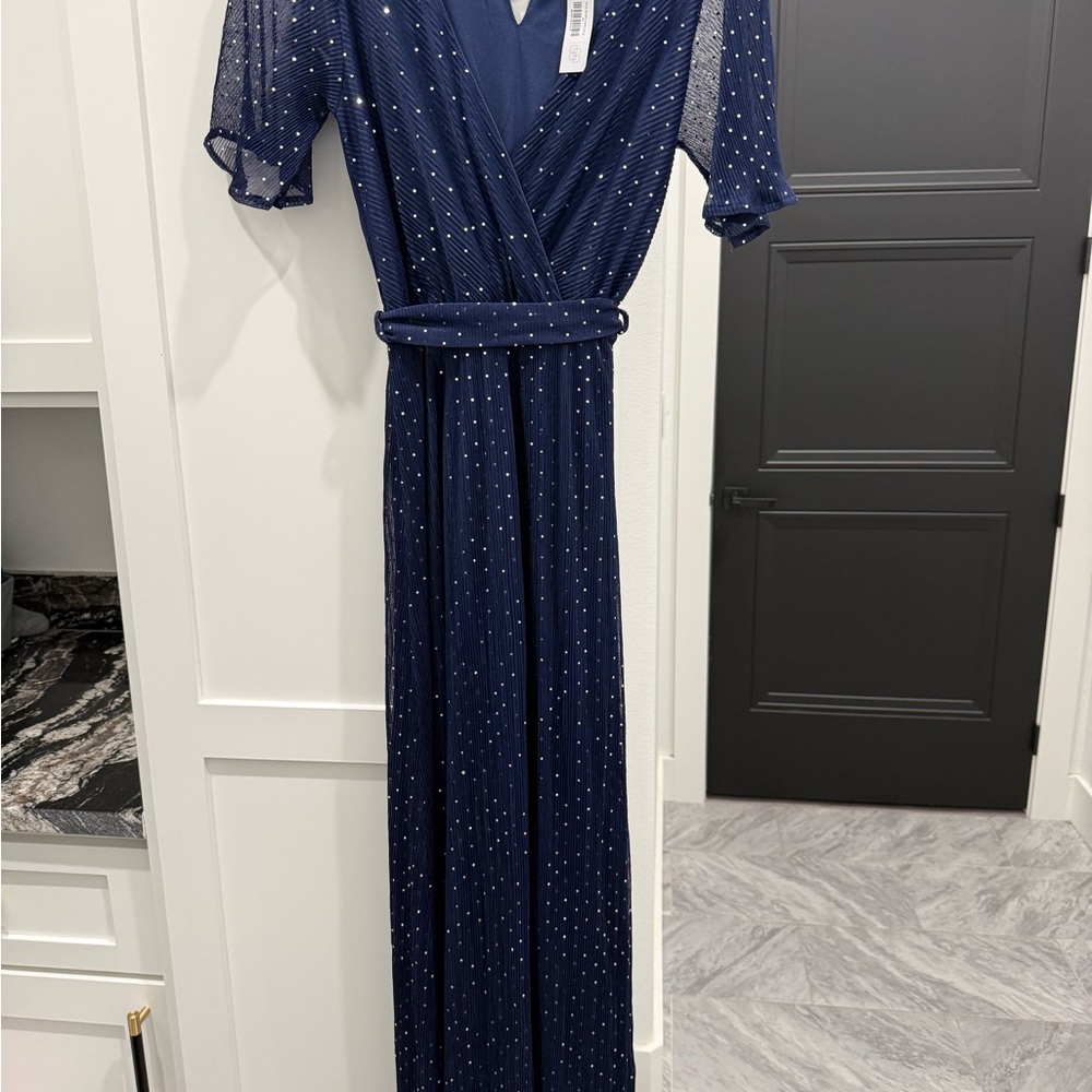 Baltic Born Navy Maxi Dress with Silver Dots